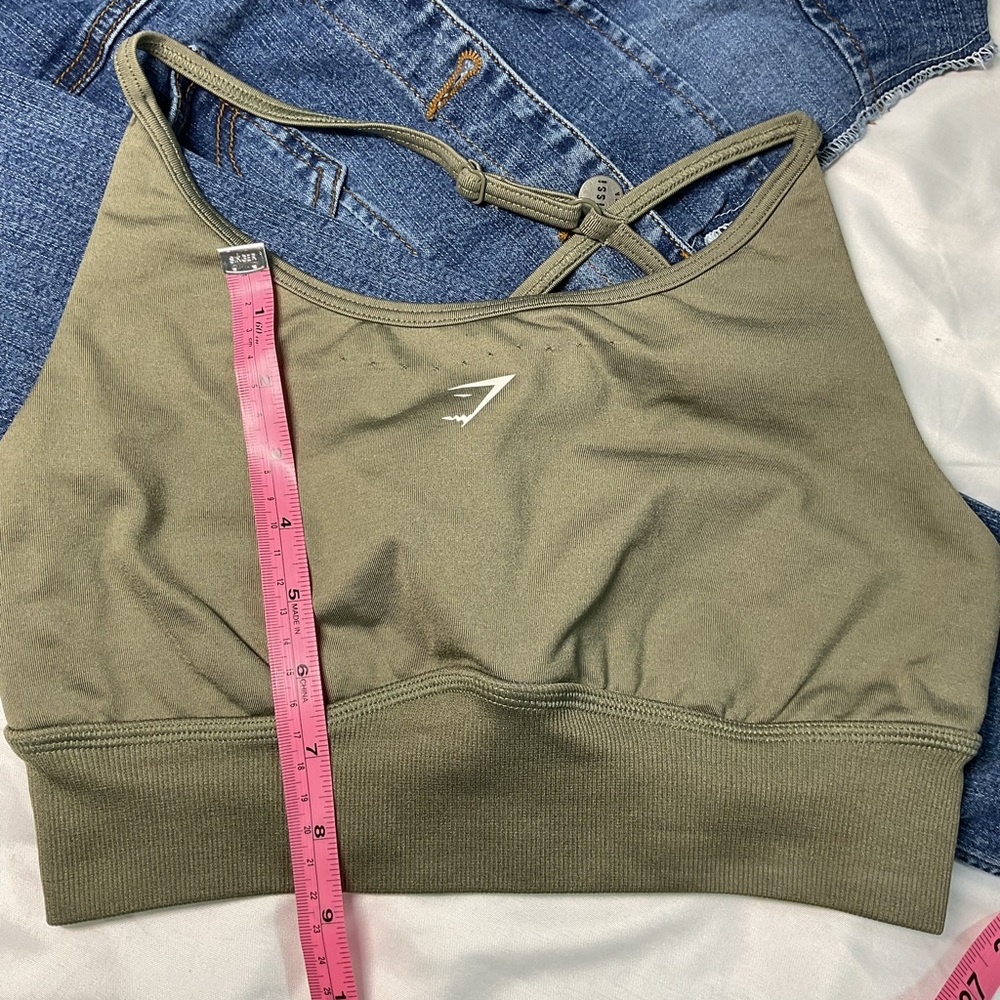 Khaki Sports Bra with Crossback Design.